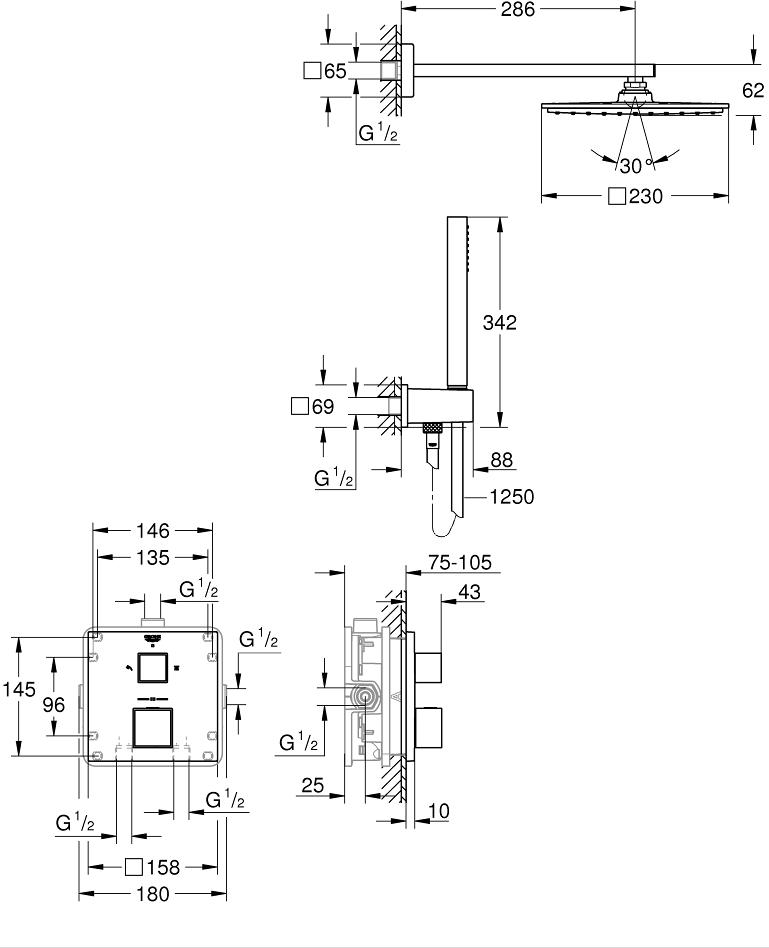 Душевой гарнитур Grohe Grohtherm Cube 34741000