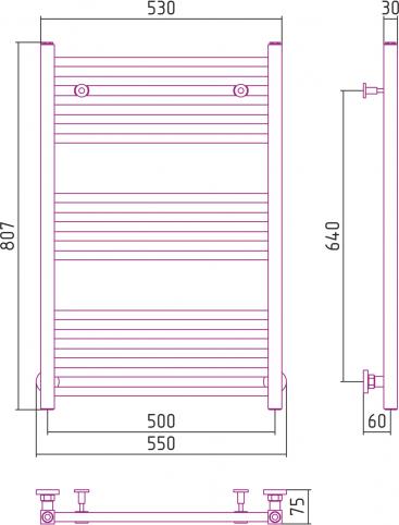 Полотенцесушитель водяной Сунержа Модус 800x500 00-0250-8050, хром