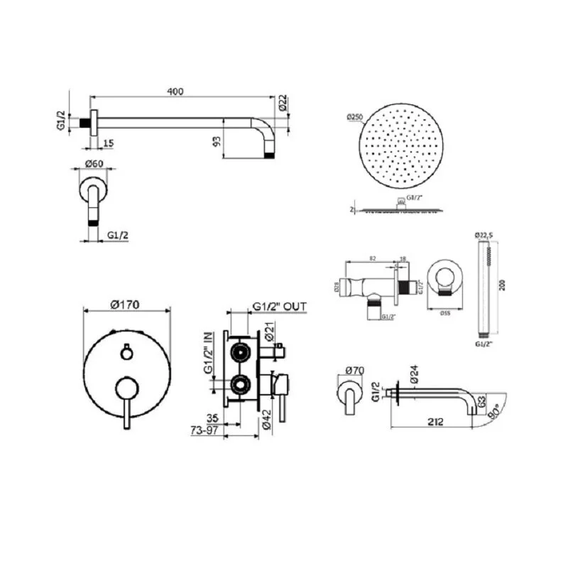 Душевая система Plumberia Selection Ixo KITXO19BO60 белый