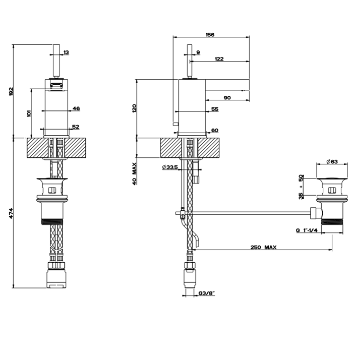 Смеситель для раковины Gessi Rettangolo J 30901#031, хром