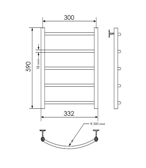 Полотенцесушитель водяной Indigo Arc LAW60-30 серебро