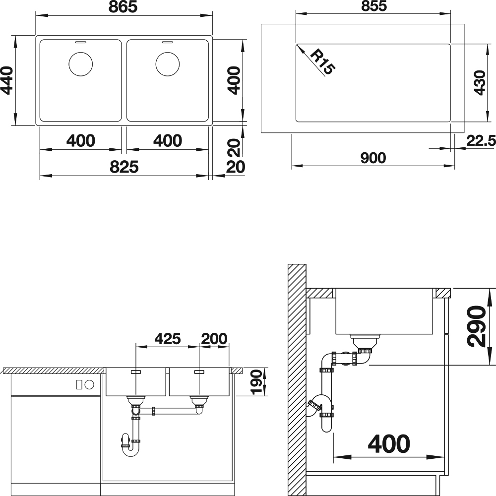 Кухонная мойка Blanco Andano 400/400-IF 522985