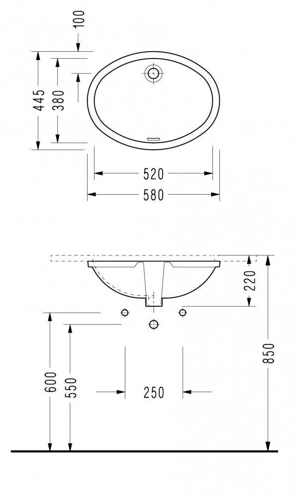 Раковина Serel 0501 52 x 38 x 22 см врезная под столешницу, округлая, белый