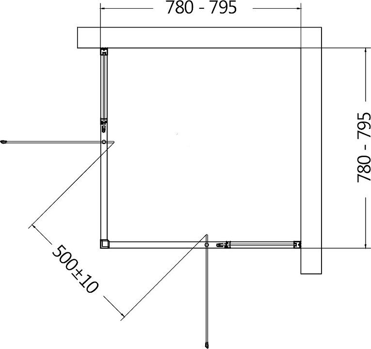 Душевой уголок AQUAme 80x80 AQM7102-2-8, профиль черный, стекло прозрачное