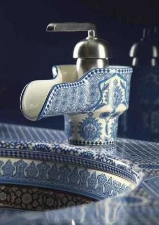 Смеситель для раковины Kohler Marrakesh K-11000-BU-96 синий, хром, белый