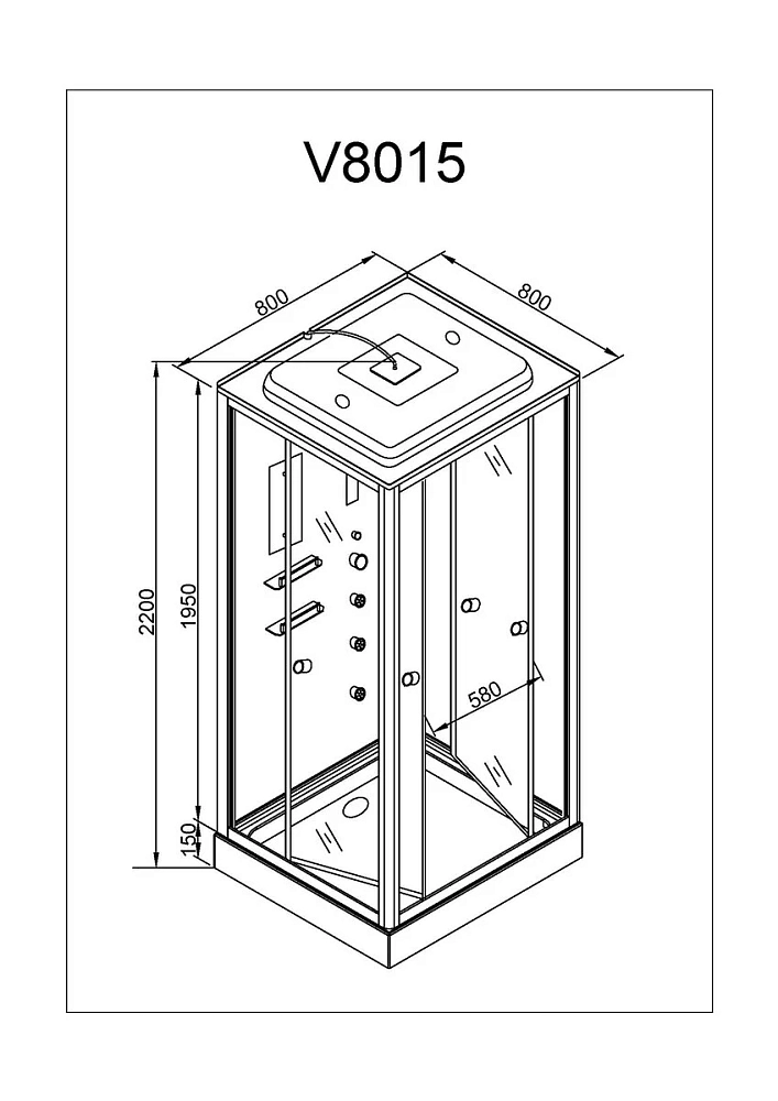 Душевая кабина Deto V V8015