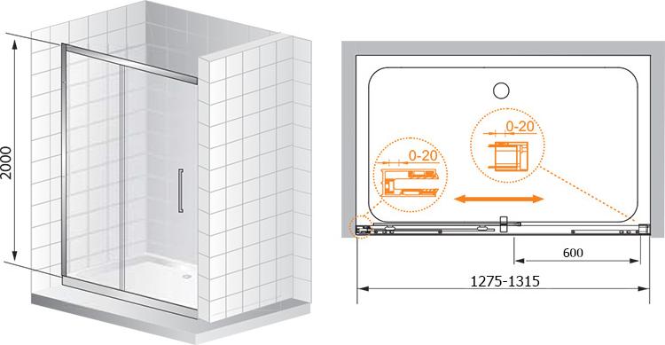 Душевая дверь в нишу Cezares Premier Soft W BF1 130 C Cr IV