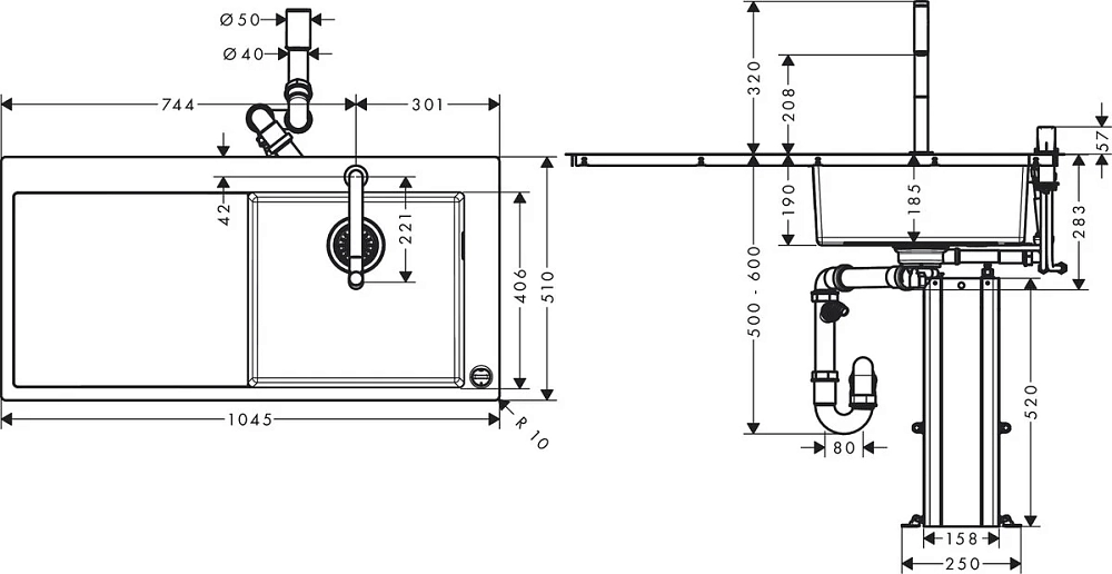 Кухонная мойка Hansgrohe Select 43205000 хром