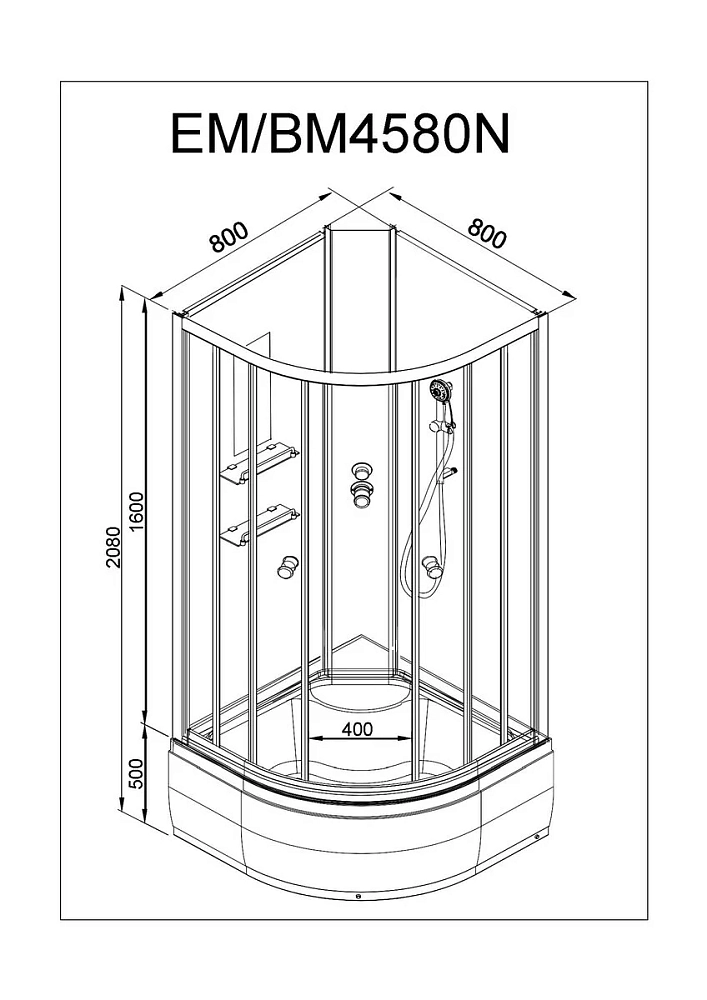 Душевая кабина Deto Em EM4580N