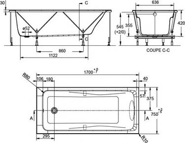 Акриловая ванна Jacob Delafon Odeon up 170х75 E60491RU-00