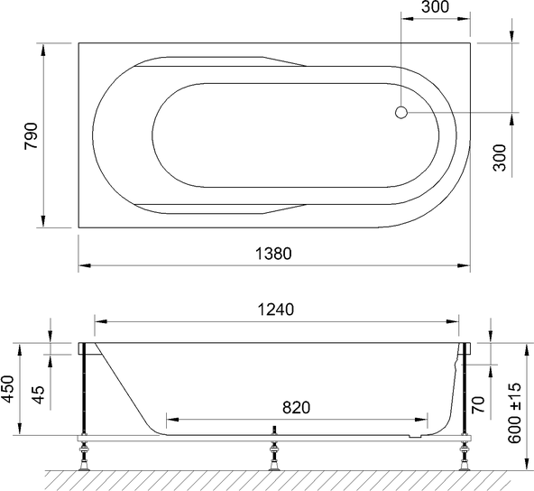 Акриловая ванна Royal Bath AZUR 140x80 RB614200