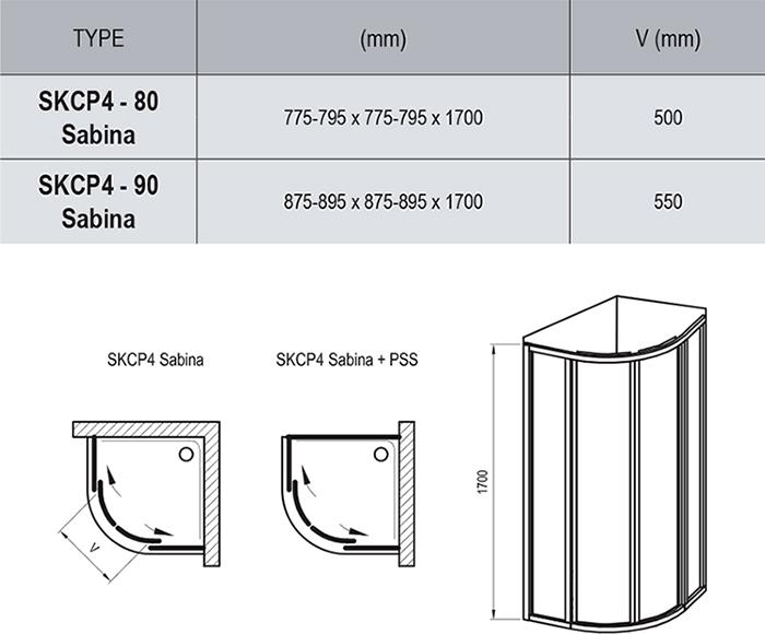 Душевой уголок Ravak Supernova SKCP4 Sabina 31144V100Z1 80х80 см, transparent, белый