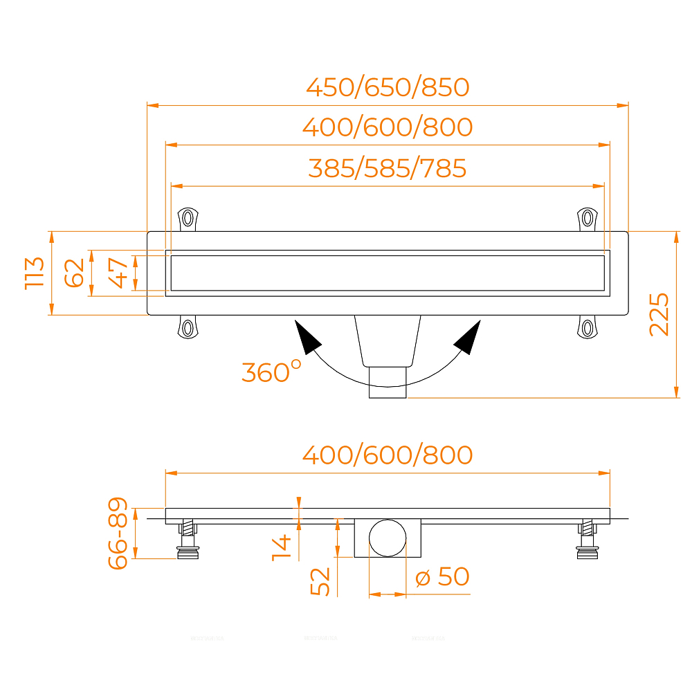 Душевой лоток RGW Drain Leo 60213180-04 черный