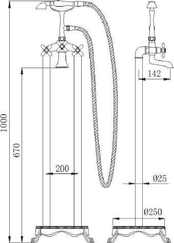 Напольный смеситель для ванны Comforty FE0051-CCT-G 00003127672, золото