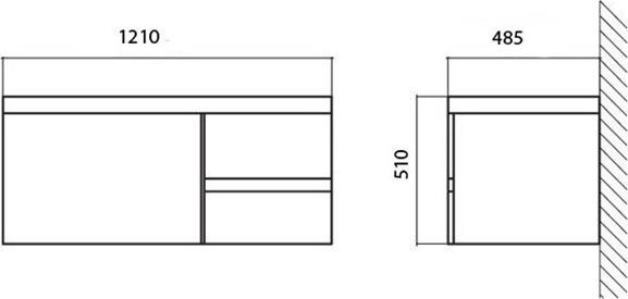 Тумба для комплекта BelBagno PROSPERO-1200-3C-SO-RB-LEFT rosso brilliante