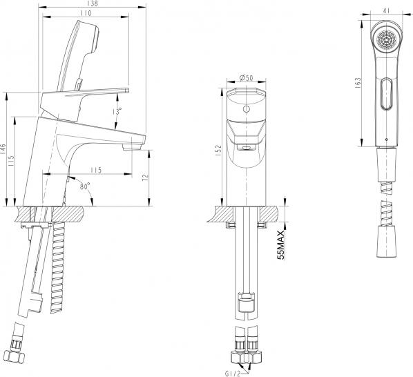 Смеситель Bravat Line F15299C-2 для раковины