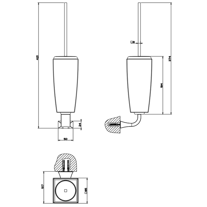 Ёршик для унитаза Gessi Mimi 33220#031, хром / белый