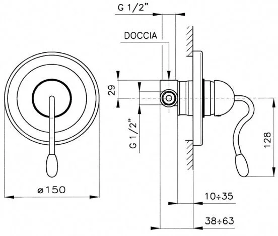 Смеситель для душа Nicolazzi Classico Monokomandi 3406GO76 золото