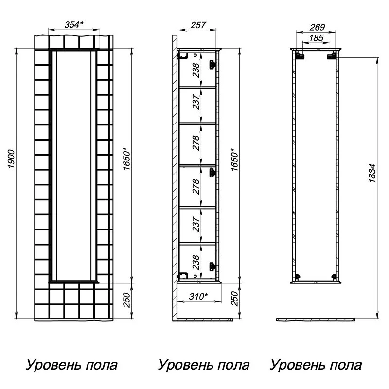 Шкаф-пенал Briz Рим 233 04-06035-00 00 БЕЛ белый