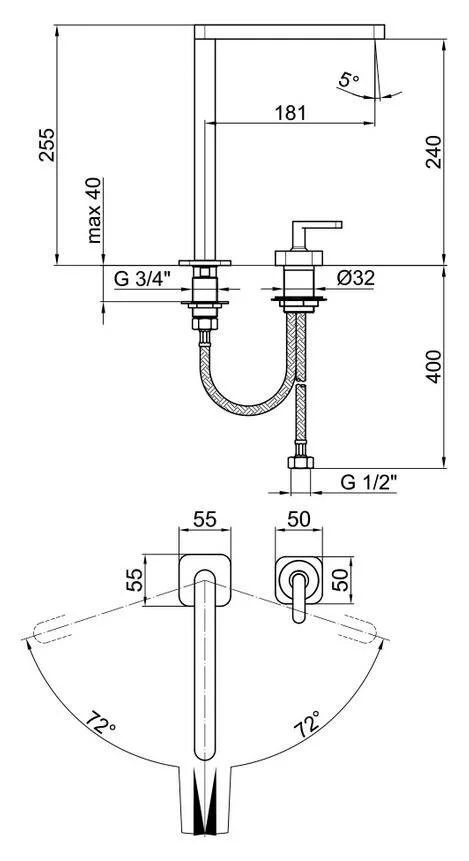 Смеситель для раковины Webert Living LV830702560 черный