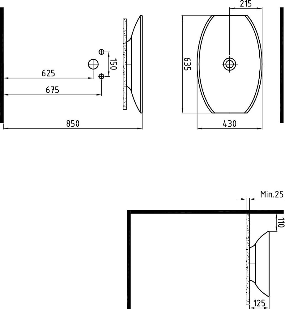 Раковина Bien Harmony HRLG06301FD0W3000 63 см