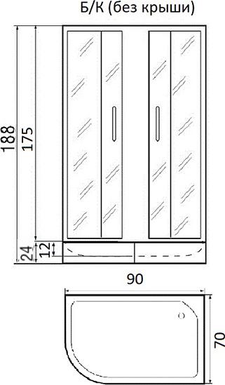 Душевая кабина 90*70*190см River Nara Б/К 90/26 MT R