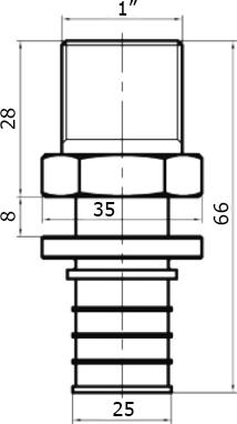 Переходник Stout SFA 0001 25xR 1" аксиальный с наружной резьбой