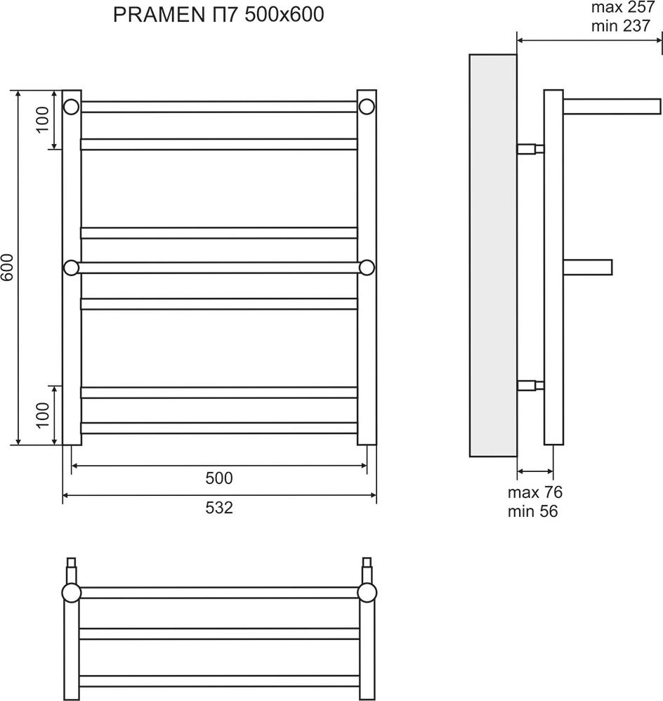 Полотенцесушитель водяной 50x60 см Lemark Pramen LM33607 П7, хром