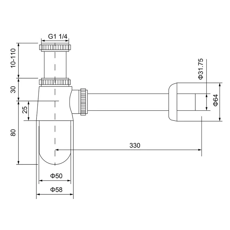 Сифон для раковины Timo 960/17L золото