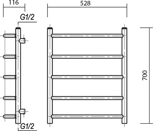 Полотенцесушитель электрический Domoterm Калипсо П5 50x70 хром L