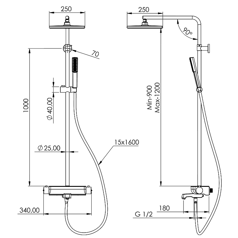 Душевая стойка Teska Mira DK3680 черный