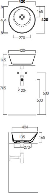 Раковина-чаша Simas Wave WA01 bi*0 42х42х165 см, белый