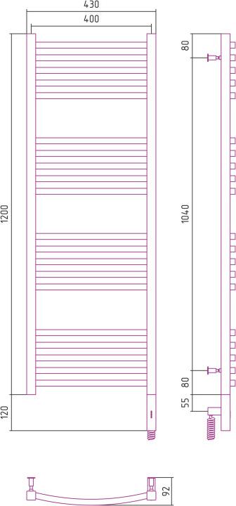 Полотенцесушитель электрический Сунержа Аркус 3.0 1200x400 00-5705-1240 МЭМ правый, хром