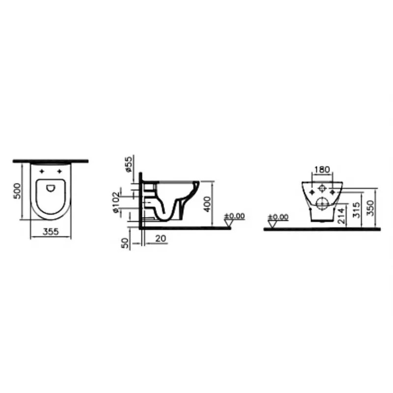 Подвесной унитаз Vitra Zentrum Round, безободковый, крышка микролифт, тонкая, белый, 7786B003-0075/801-003-019