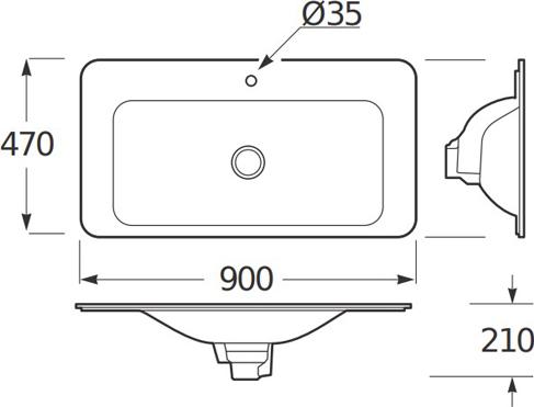 Раковина встраиваемая 90 см Armani / Roca Baia 7.3270.C.0R3.0, greige