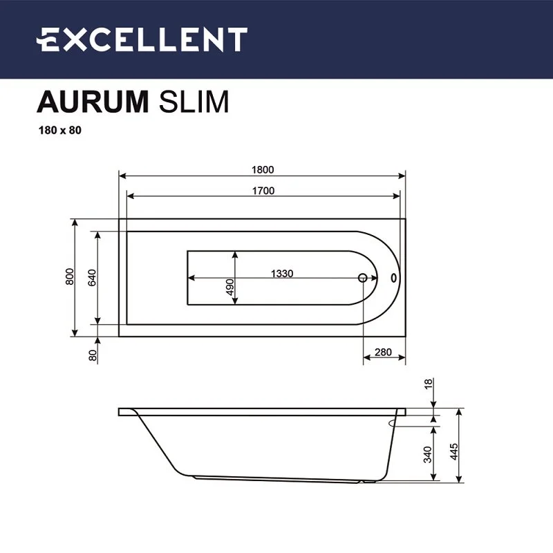 Акриловая ванна Excellent AURUM WAEX.AUR18WHS белый