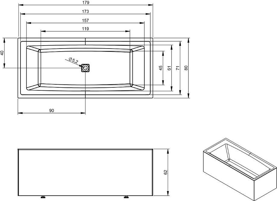 Акриловая ванна Riho Still Square Elite 180x80 B099030005 R