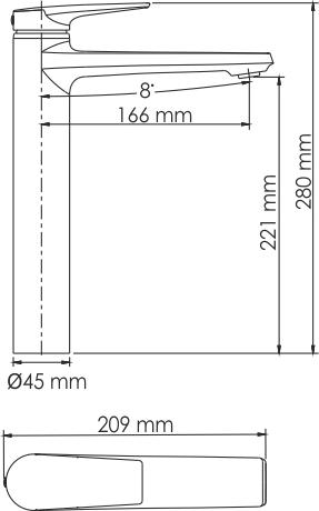 Смеситель для раковины WasserKRAFT Wiese 8403H, оружейная сталь