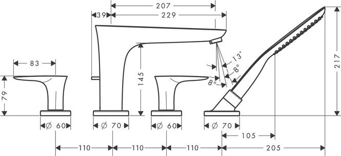 Смеситель на край ванны Hansgrohe PuraVida 15446400, белый хром