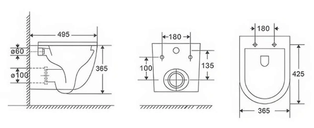 Подвесной унитаз Caprigo Vittoria V-1093, безободковый, сиденье микролифт, белый