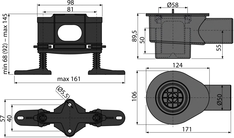 Сифон для душевых поддонов AlcaPlast APZ-S12 серый