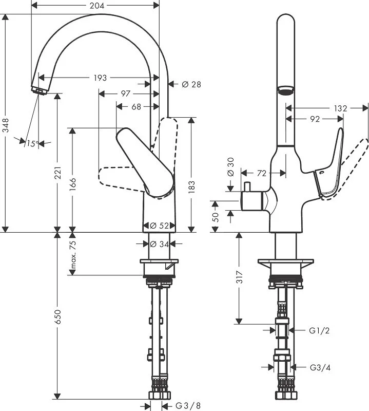 Смеситель для кухни Hansgrohe Focus 71803000 хром