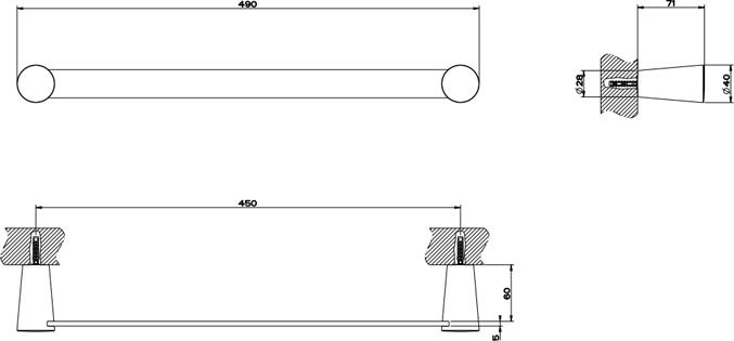 Полотенцедержатель 45 см Gessi Cono 45500#299, black XL