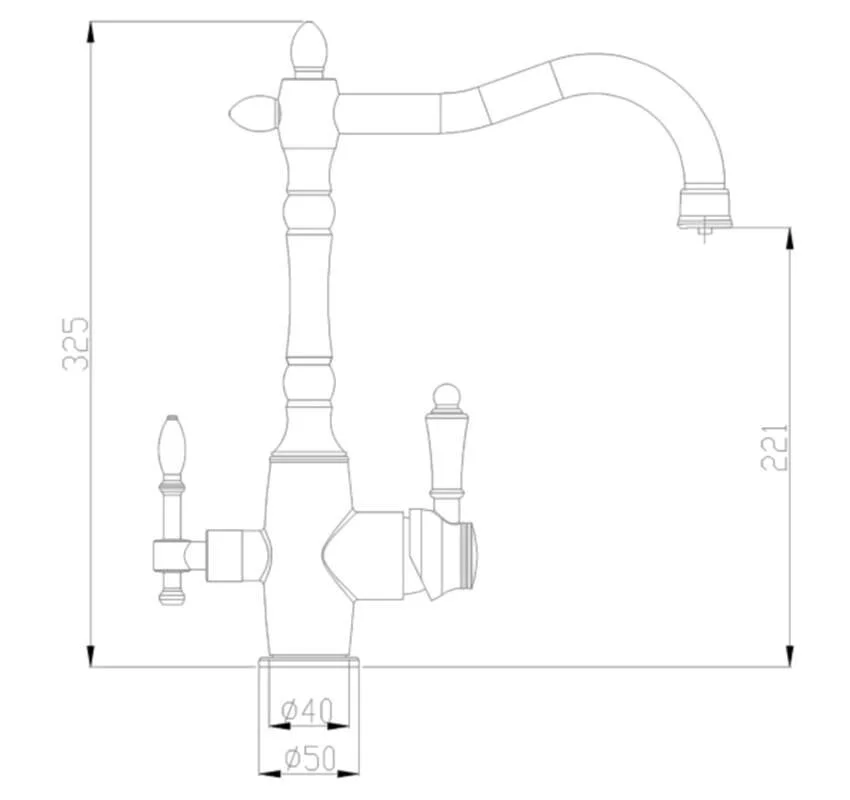 Смеситель для кухни Zorg Steel Hammer SH 812 BRONZE желтый