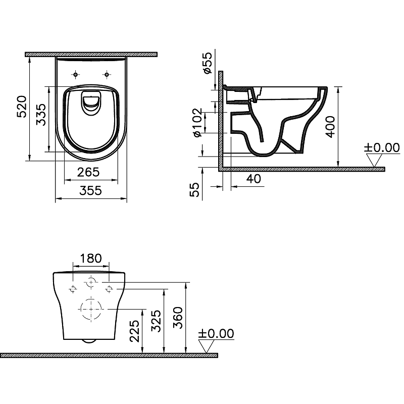 Унитаз подвесной Vitra Zentrum Round 7786B003-0075 белый