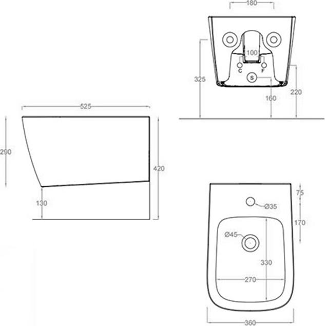 Подвесное биде ArtCeram A16 ASB001 01 86*1, белый глянцевый