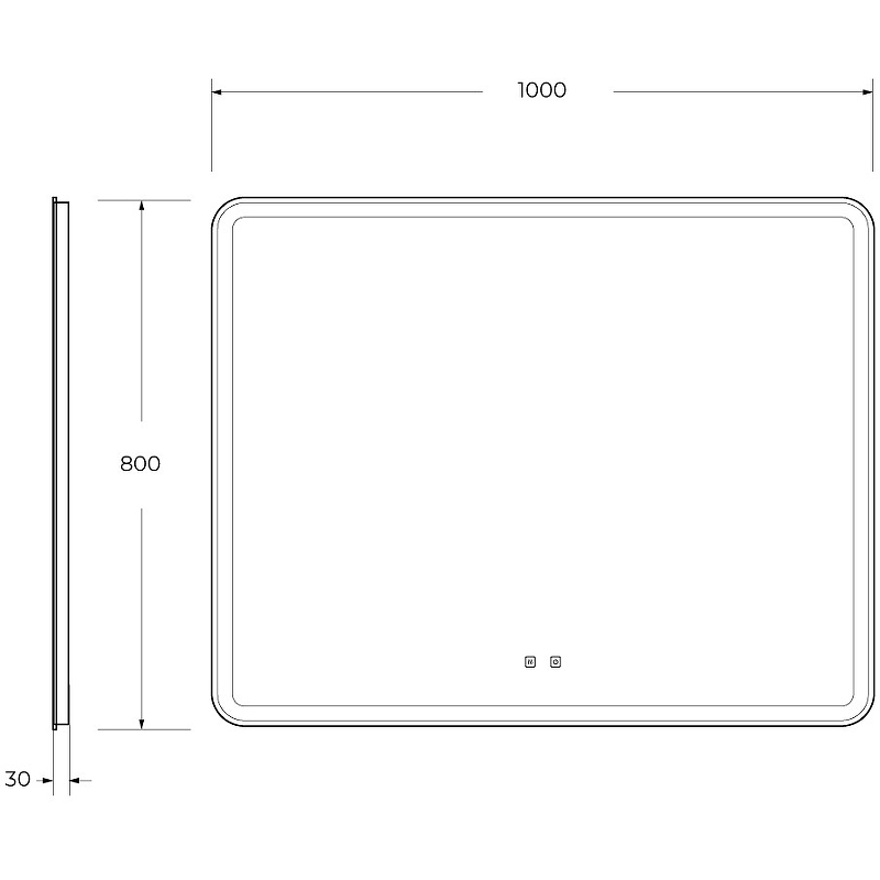 Зеркало BelBagno Marino SPC-MAR-1000-800-LED-TCH-SND 100 см, с подсветкой и сенсорным выключателем