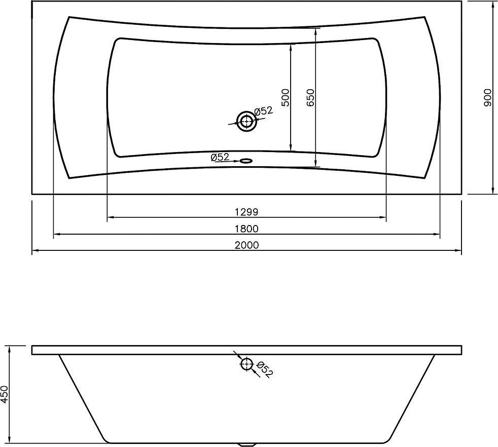 Акриловая ванна Lavinia Boho Evan 200x90 37110200, белый