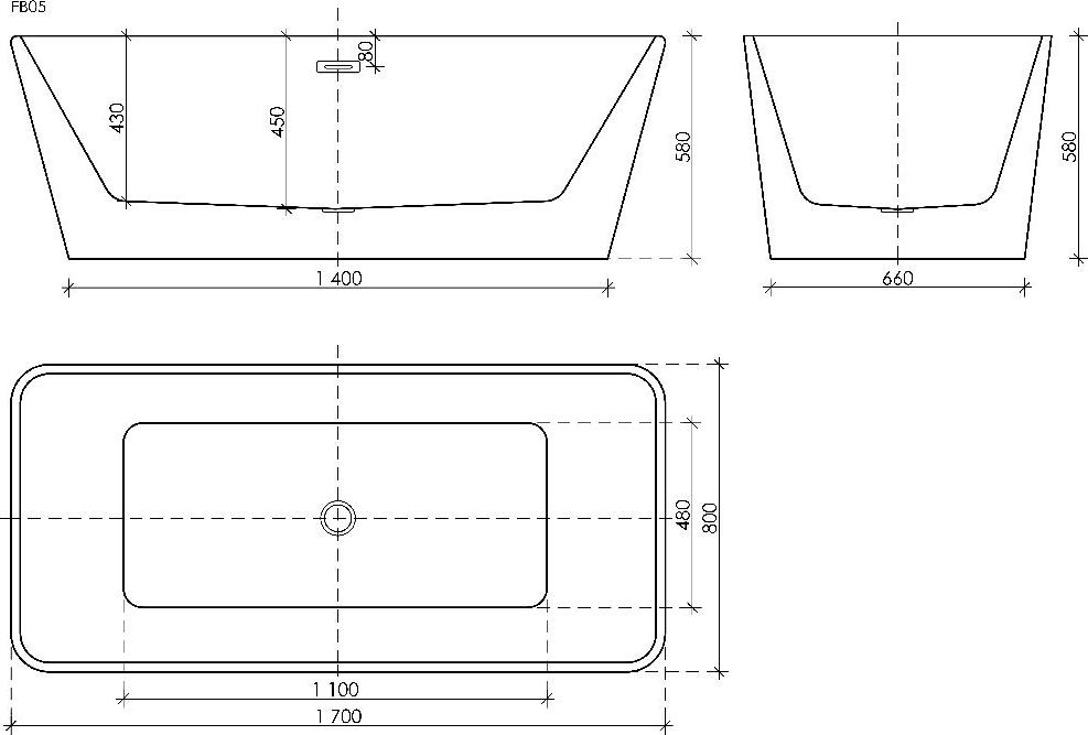 Акриловая ванна Sancos Dama 170x80 FB05, белый