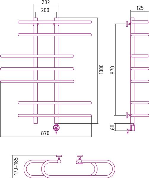 Полотенцесушитель электрический Сунержа Фурор 100x90 L